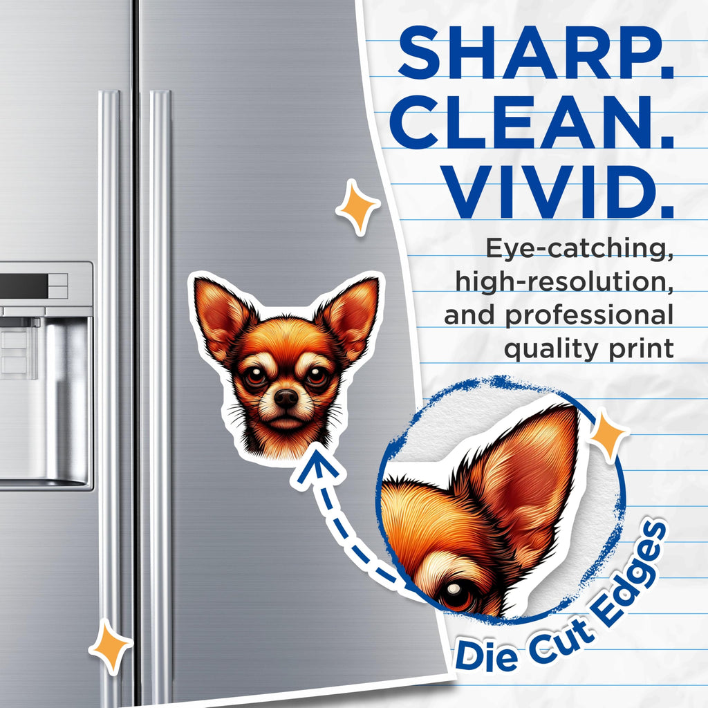 (2 Pack) Chihuahua Dog Magnets - Cute Puppy Art - Refrigerator Magnets - 5" On Longest Side - Premium Magnet - for Cars, Refrigerators, Toolboxes, Lockers - Made in USA - MAG15013