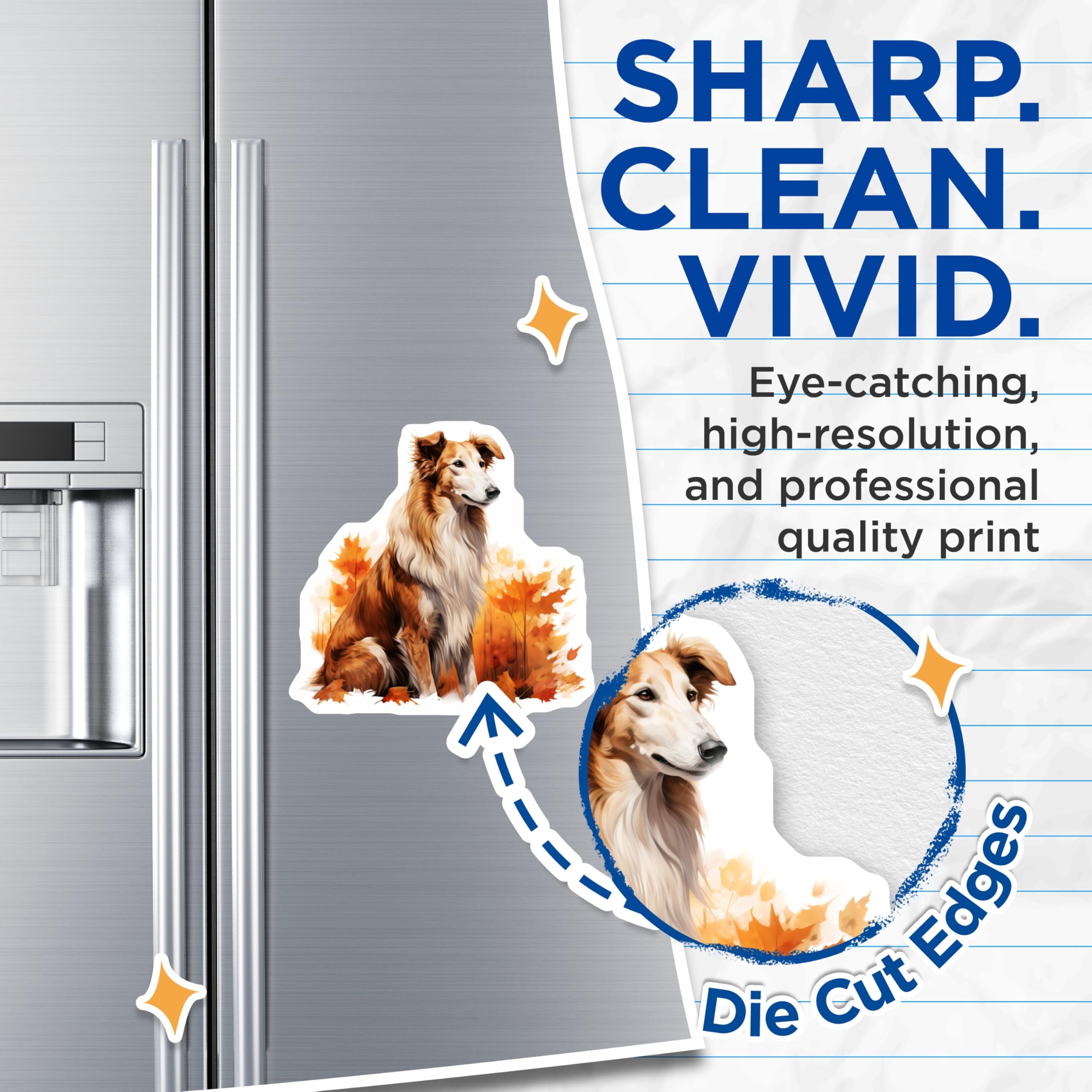 (2 Pack) Rough Collie Magnets - Autumn Dog Art - Fall Season Decor - 5 Inches On Longest Side - Thick Durable Magnet - Made in USA - MAG25412