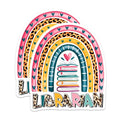 (2 Pack) Librarian Magnets - Rainbow Design - Colorful Bookshelf - Teacher Appreciation Gift - 5" On Longest Side - for Cars, Fridges, Toolboxes - Made in USA - MAG3726