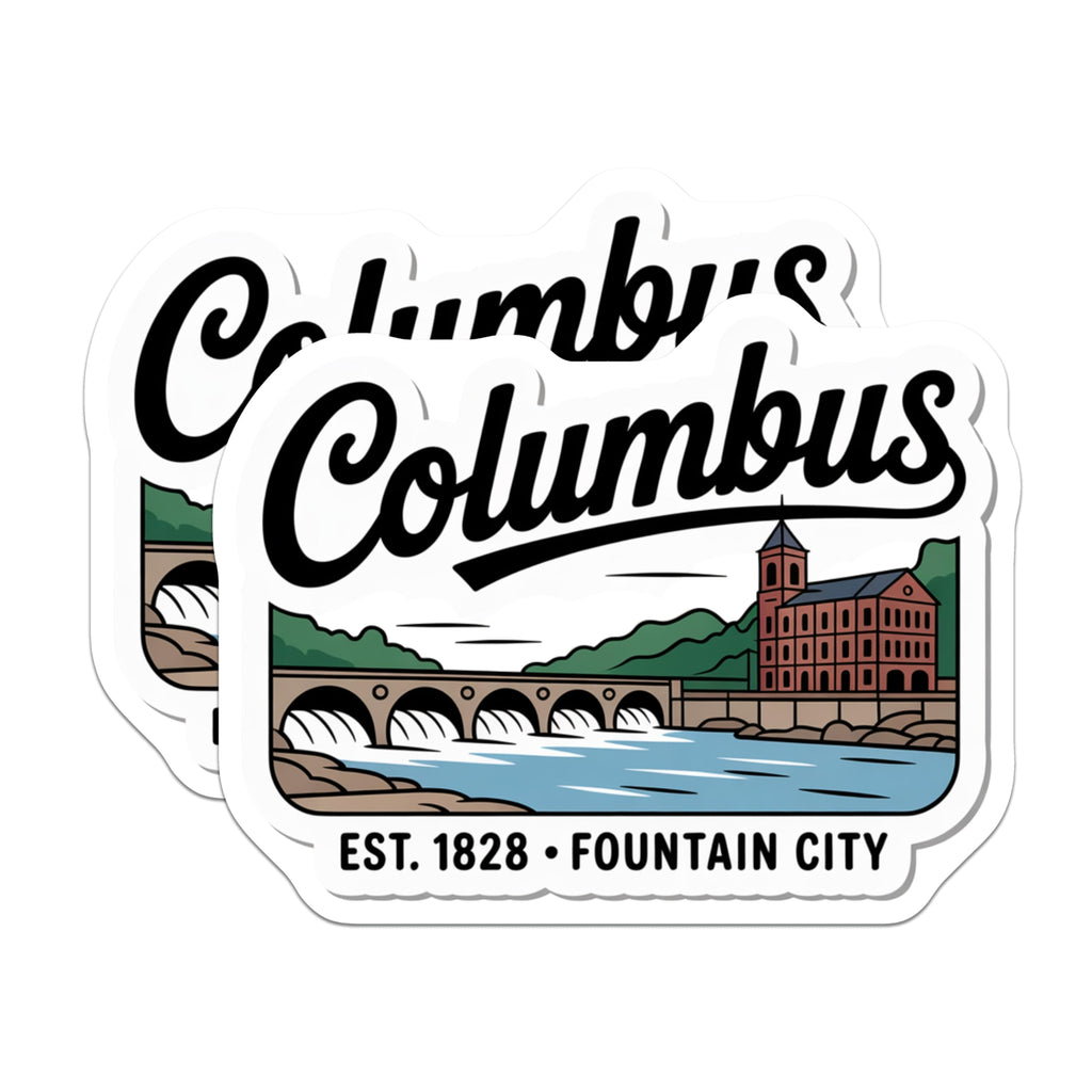 (2 Pack) Columbus Georgia Magnets - Fountain City Landmark - Chattahoochee Riverwalk Art - Est 1828 Travel Souvenirs - 5 Inches On Longest Side - Thick Durable Magnet - Made in USA - MAG19275