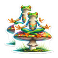 (2 Pack) Yoga Frog Magnets - Mushroom Decor - Funny Fridge Frog - 5" On Longest Side - Premium Magnet - for Cars, Refrigerators, Toolboxes, Lockers - Made in USA - MAG16492