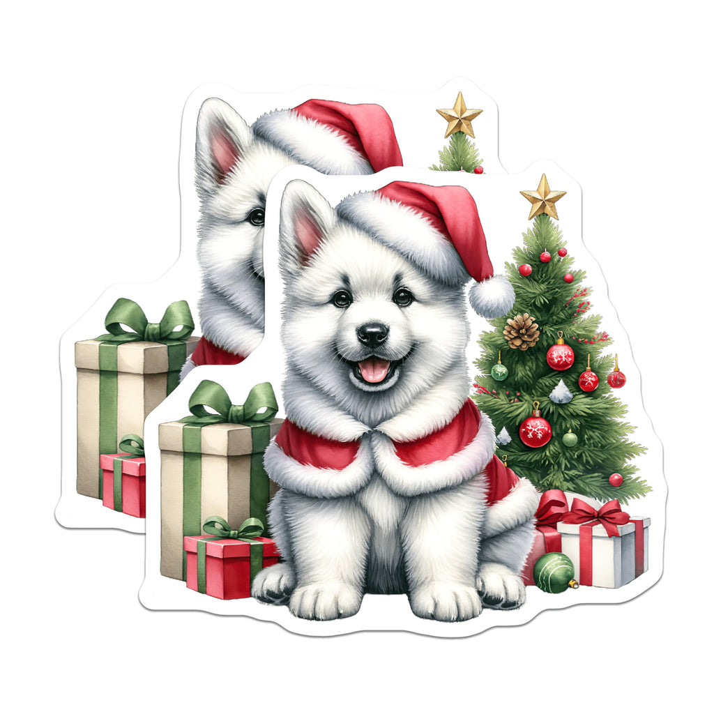 (2 Pack) Christmas Puppy Magnets - Santa Dog Decor - Holiday Pet Accent for Fridge - 5 Inches On Longest Side - Thick Durable Magnet - Made in USA - MAG29778