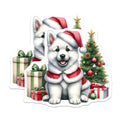 (2 Pack) Christmas Puppy Magnets - Santa Dog Decor - Holiday Pet Accent for Fridge - 5 Inches On Longest Side - Thick Durable Magnet - Made in USA - MAG29778