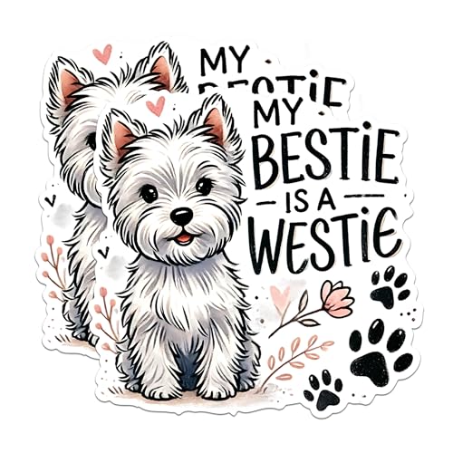 (2 Packs) My Bestie is A Westie Magnets - Westie Dog Breed Magnets - 5 Inches On Longest Side - Premium Magnet - for Fridges, Toolboxes, Cars - Made in USA - MAG2391