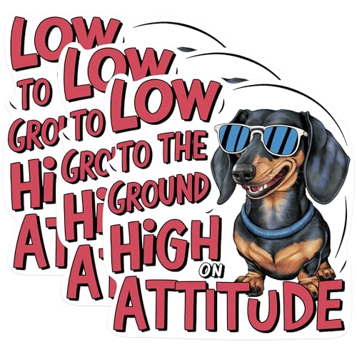 (3 Pack) Dachshund Decals - Low to The Ground - Attitude Stickers - Dog Decals - 3 Inches On Longest Side - Easy Peel & Apply - Made in USA - 3MCS1015