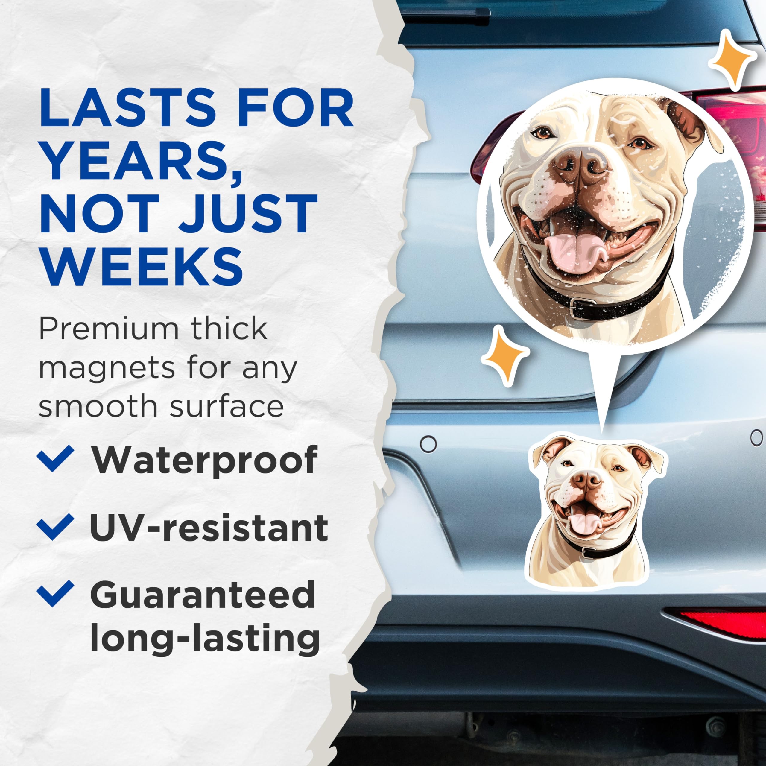 (2 Pack) Pitbull Dog Magnets - Happy Pit Bull Art - Dog Mom Refrigerator Decor - 5 Inches On Longest Side - Thick Durable Magnet - Made in USA - MAG26247