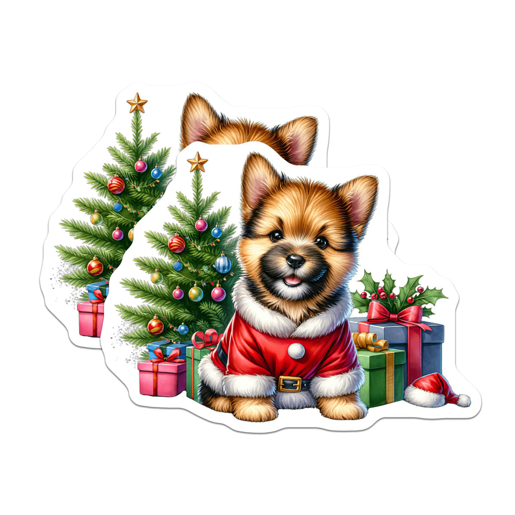 (2 Pack) Christmas Puppy Magnets - Santa Dog Holiday Decor - Pet Lover Refrigerator Magnets - 5 Inches On Longest Side - Thick Durable Magnet - Made in USA - MAG25071