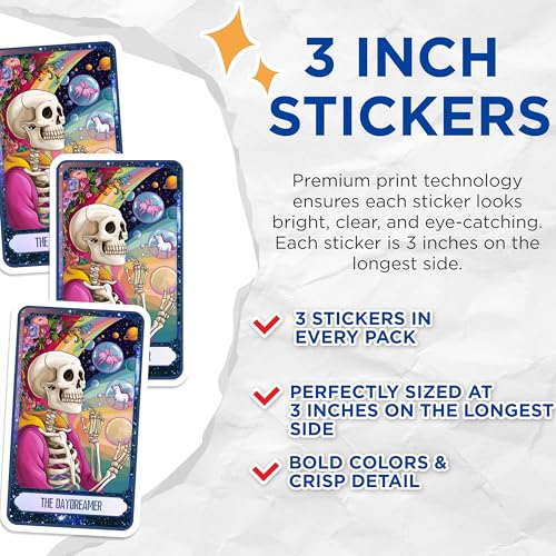 (3 Pack) Daydreamer Skeleton Decals - Space Unicorns - Flying Pig Decal - 3 Inches On Longest Side - Easy Peel & Apply - Made in USA - 3MCS0001