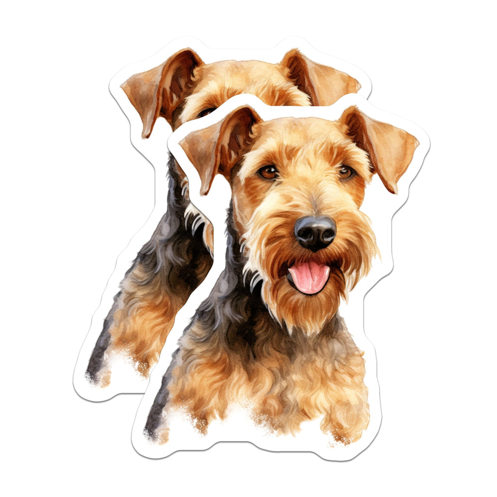 (2 Pack) Airedale Terrier Magnets - Dog Breed Art - Watercolor Pet Decor - Animal Lover Collectible - 5 Inches On Longest Side - Thick Durable Magnet - Made in USA - MAG23288