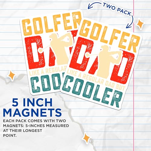(2 Pack) Golfer Dad Magnets - Like a Regular Dad But Cooler - Father's Day - 5" On Longest Side - for Cars, Fridges, Toolboxes - Made in USA - MAG3701