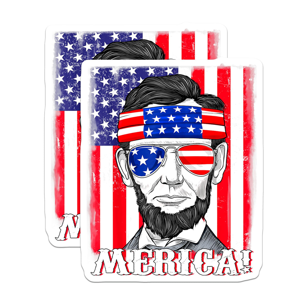 (2 Pack) Abe Lincoln Magnets - Patriotic American Flag Decor - Funny Merica President Souvenir for Fridge - 5 Inches On Longest Side - Thick Durable Magnet - Made in USA - MAG25293