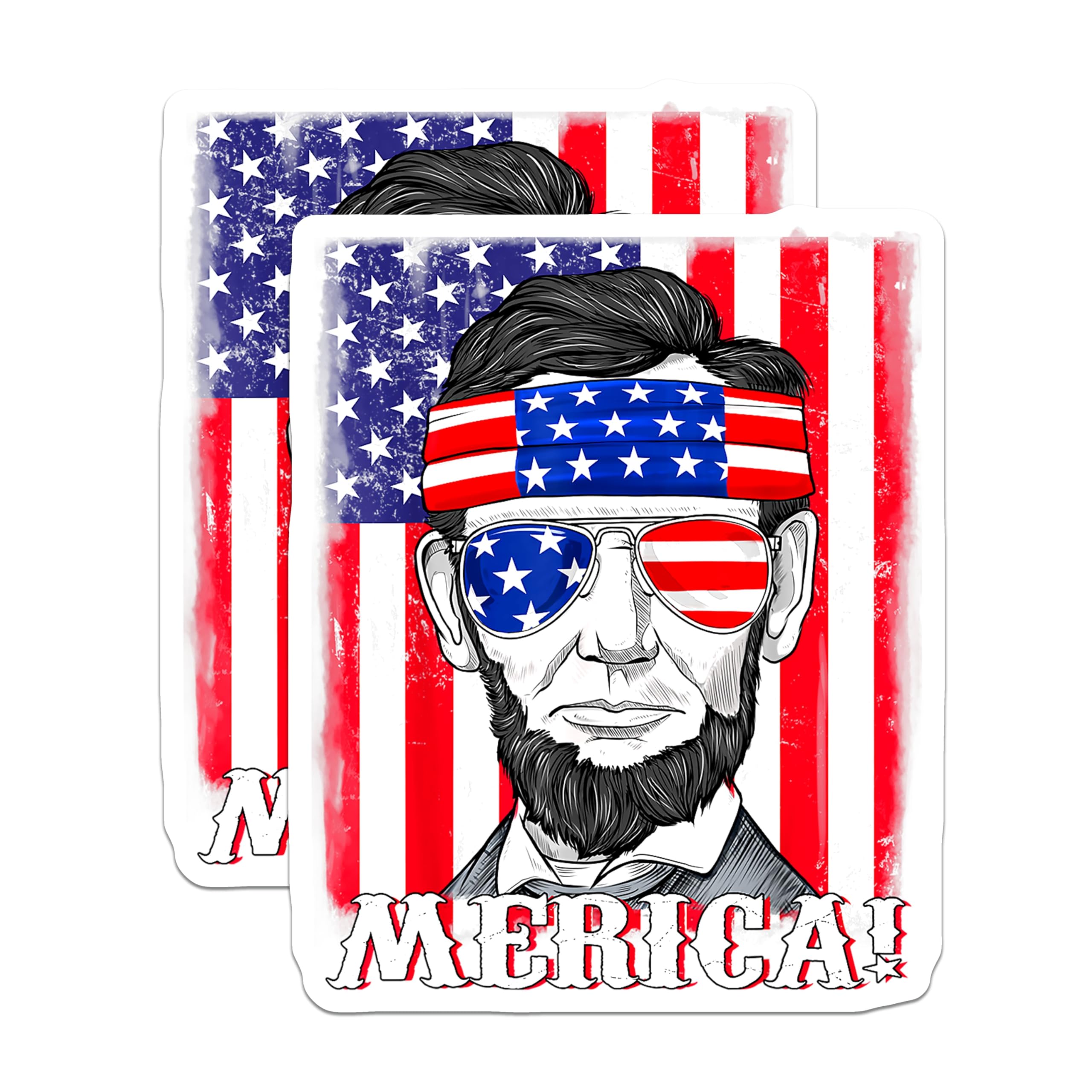 (2 Pack) Abe Lincoln Magnets - Patriotic American Flag Decor - Funny Merica President Souvenir for Fridge - 5 Inches On Longest Side - Thick Durable Magnet - Made in USA - MAG25293