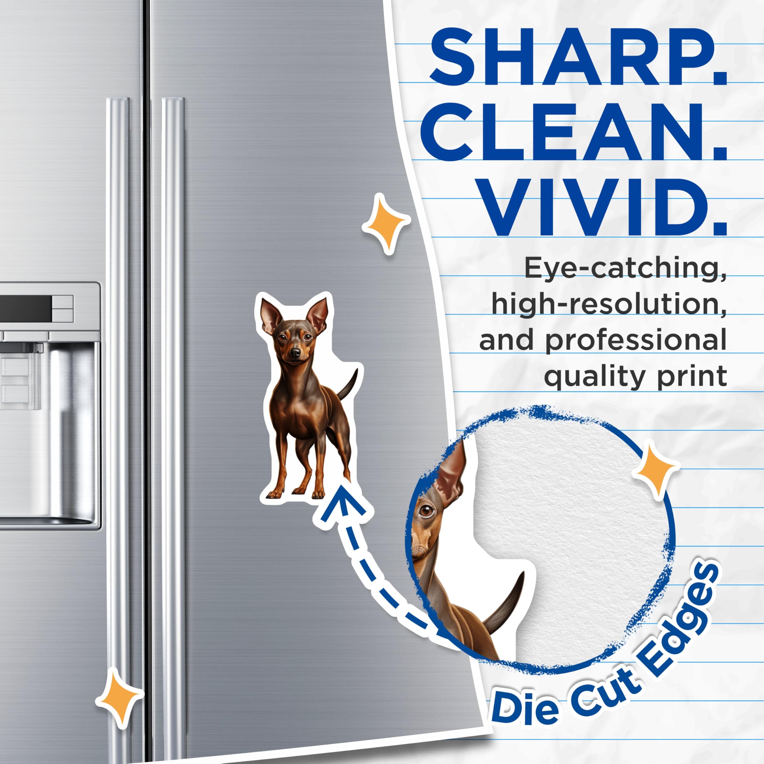(2 Pack) Miniature Pinscher Magnets - Min Pin Dog Decor - Miniature Pinscher Lover Collectible - Small Dog Art - 5 Inches On Longest Side - Thick Durable Magnet - Made in USA - MAG24736