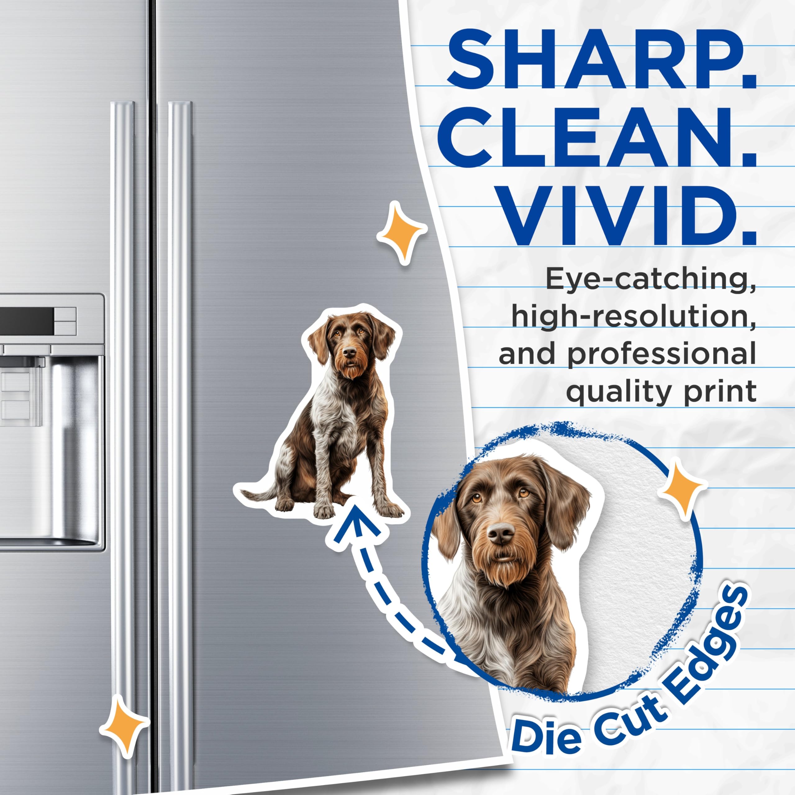 (2 Pack) German Wirehaired Pointer Magnets - Dog Breed Art - Animal Lover Home Decor - 5 Inches On Longest Side - Thick Durable Magnet - Made in USA - MAG24510