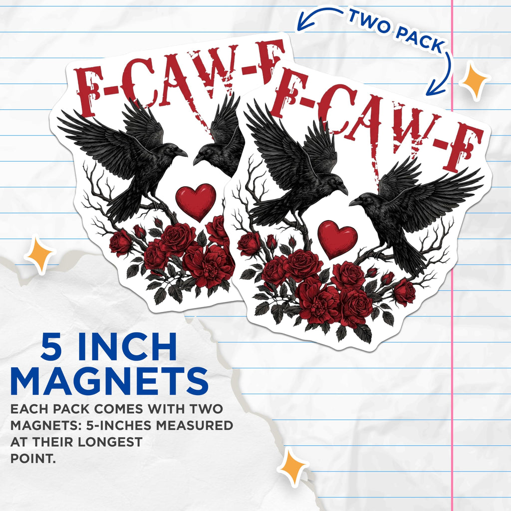 (2 Pack) Raven and Roses Magnets - Gothic Romance - Bird Lover Refrigerator Magnets - 5" On Longest Side - Premium Magnet - for Cars, Refrigerators, Toolboxes, Lockers - Made in USA - MAG16744