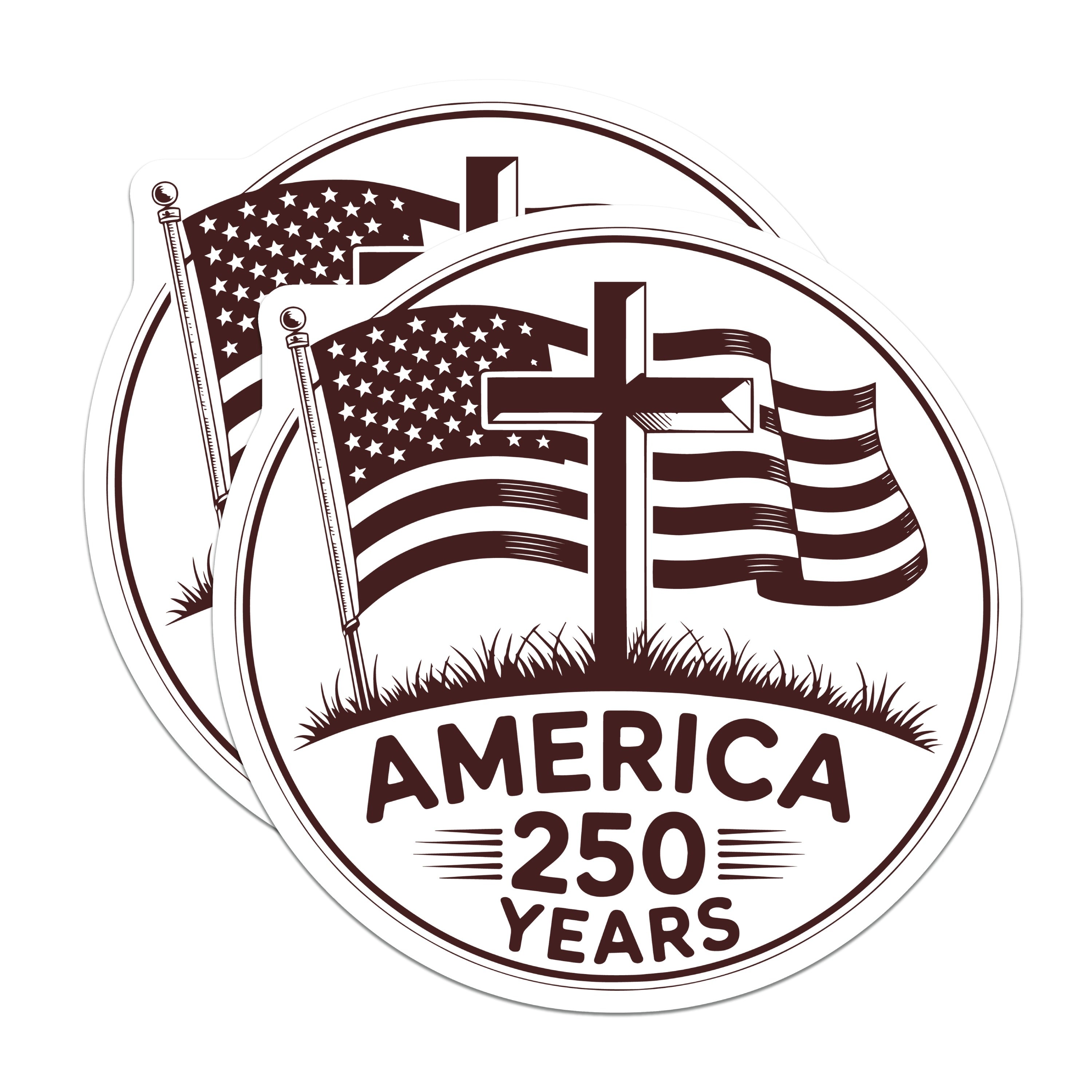 (2 Pack) America 250 Years Magnets - American Flag Cross Design - Patriotic Christian Heritage - 5 Inches On Longest Side - Thick Durable Magnet - Made in USA - MAG37938