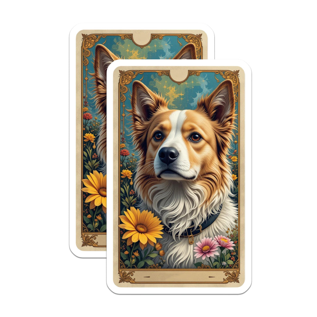 (2 Pack) Border Collie Dog Magnets - Tarot Card Aesthetic Art - Mystical Floral Pet Refrigerator Magnet - 5 Inches On Longest Side - Thick Durable Magnet - Made in USA - MAG21260