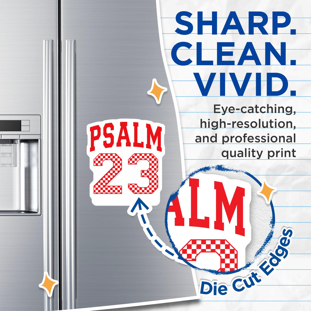 (2 Pack) Psalm 23 Magnets - Bible Verse Checkered Scripture Magnet - Christian Faith Decor - Religious Inspiration - 5 Inches On Longest Side - Thick Durable Magnet - Made in USA - MAG30485