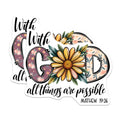 (2 Pack) Floral Verse Magnets - God All Things Possible - Bible Verse Decor - 5" On Longest Side - Premium Magnet - for Cars, Refrigerators, Toolboxes, Lockers - Made in USA - MAG16961
