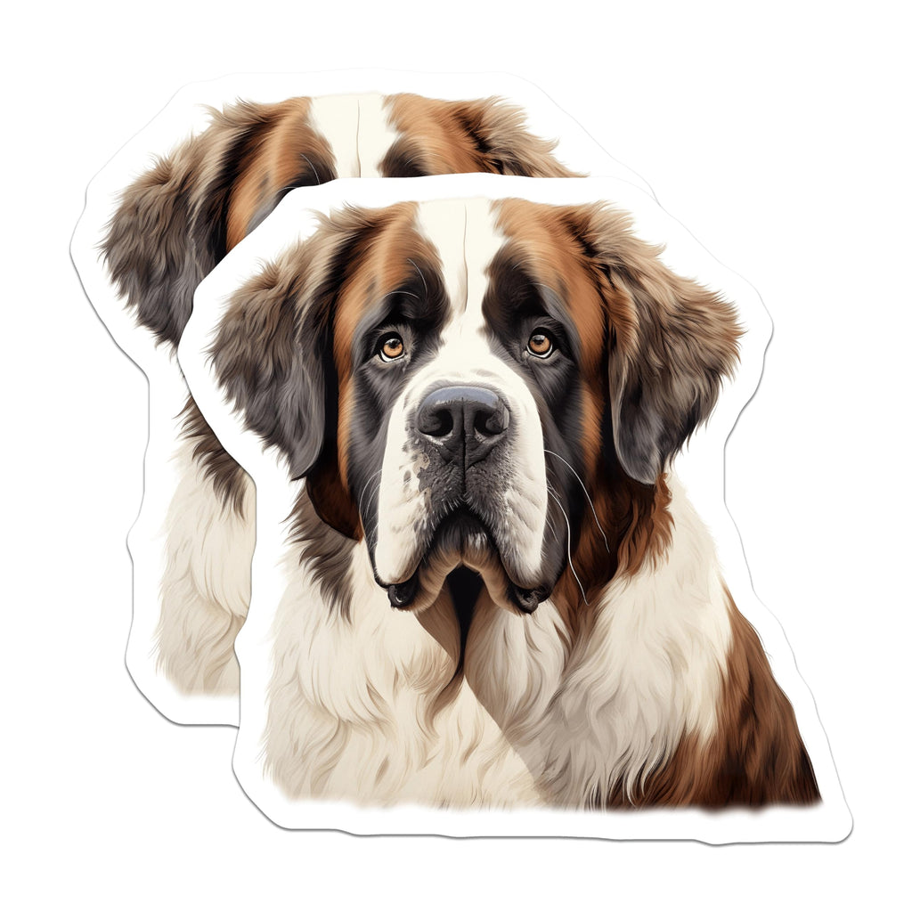 (2 Pack) Saint Bernard Magnets - Dog Lover Home Decor - Large Breed Pet Appreciation - Animal Portrait Refrigerator Accessory - 5 Inches On Longest Side - Thick Durable Magnet - Made in USA - MAG30440