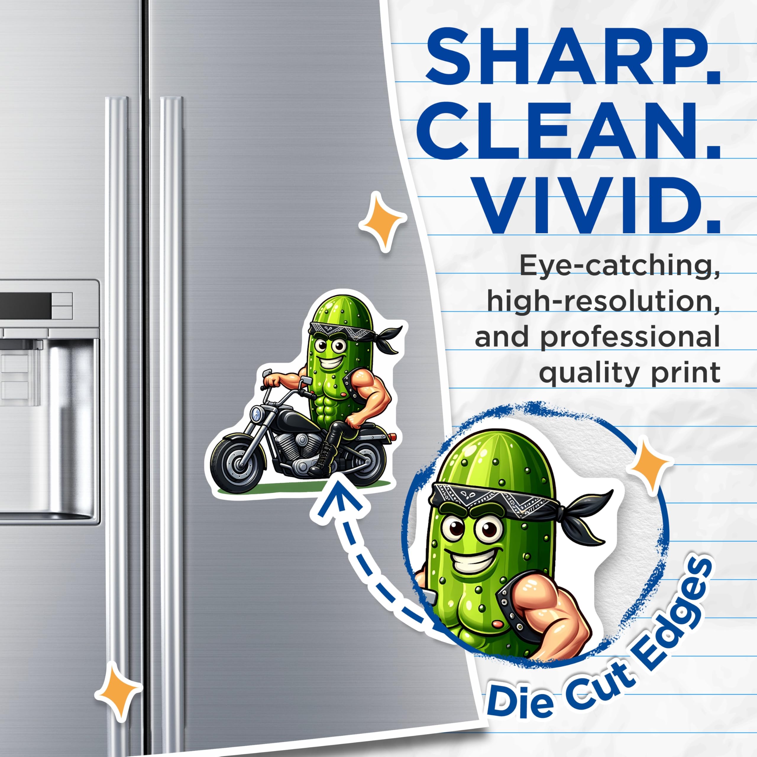 (2 Pack) Biker Pickle Magnets - Muscular Motorcycle Rider Fridge Decor - Funny Kitchen Novelty Accessory for Humor - 5 Inches On Longest Side - Thick Durable Magnet - Made in USA - MAG21663