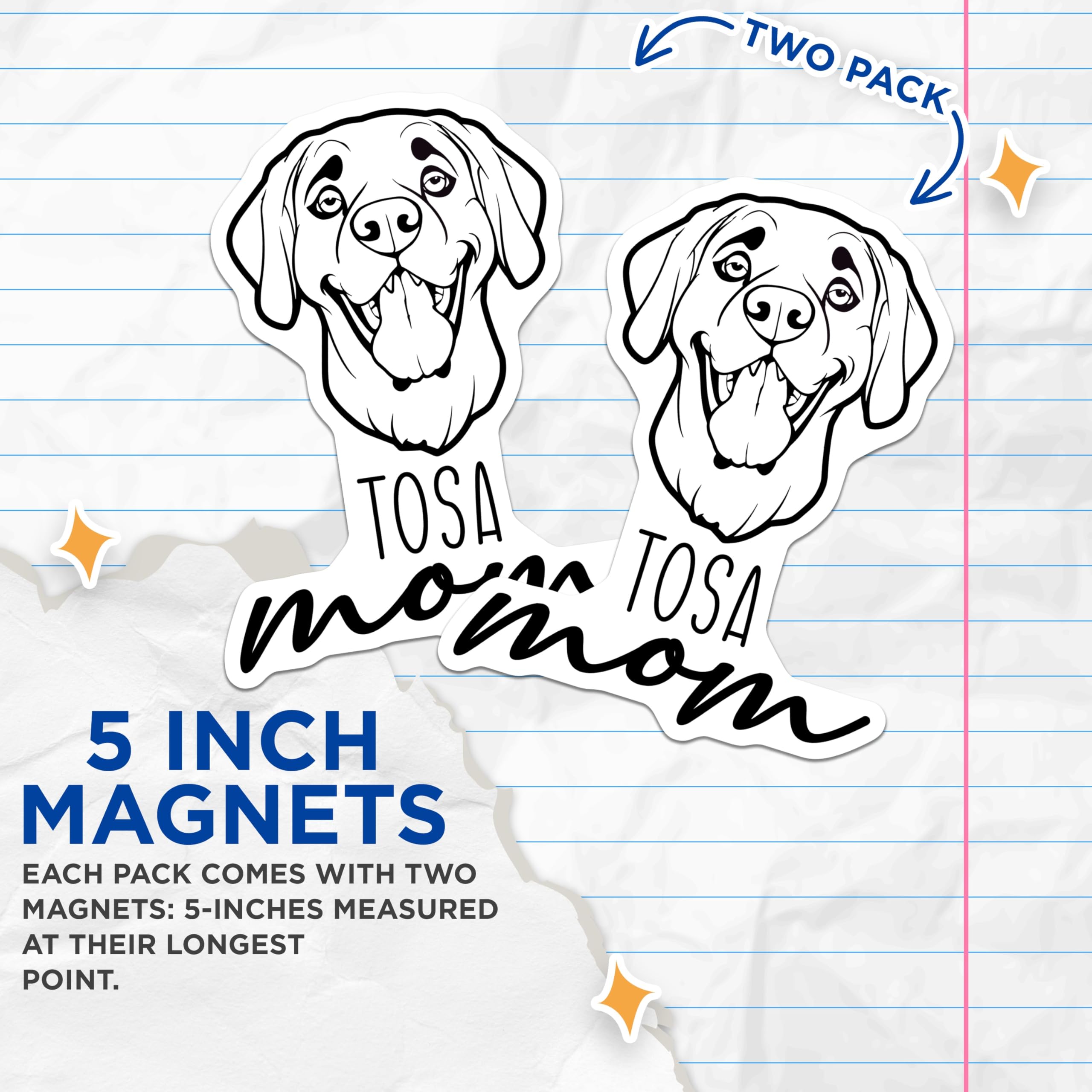 (2 Pack) TOSA Mom Magnets - TOSA Inu Dog Lover - Pet Parent Refrigerator Decor - 5 Inches On Longest Side - Thick Durable Magnet - Made in USA - MAG27032