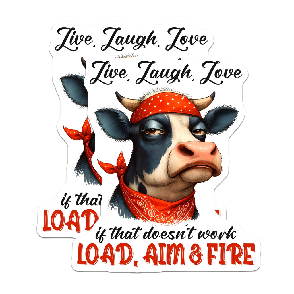 (2 Pack) Cow Magnets - Funny Bandana Cow Art - Live Laugh Love Fridge Magnets - 5" On Longest Side - Premium Magnet - for Cars, Refrigerators, Toolboxes, Lockers - Made in USA - MAG16589
