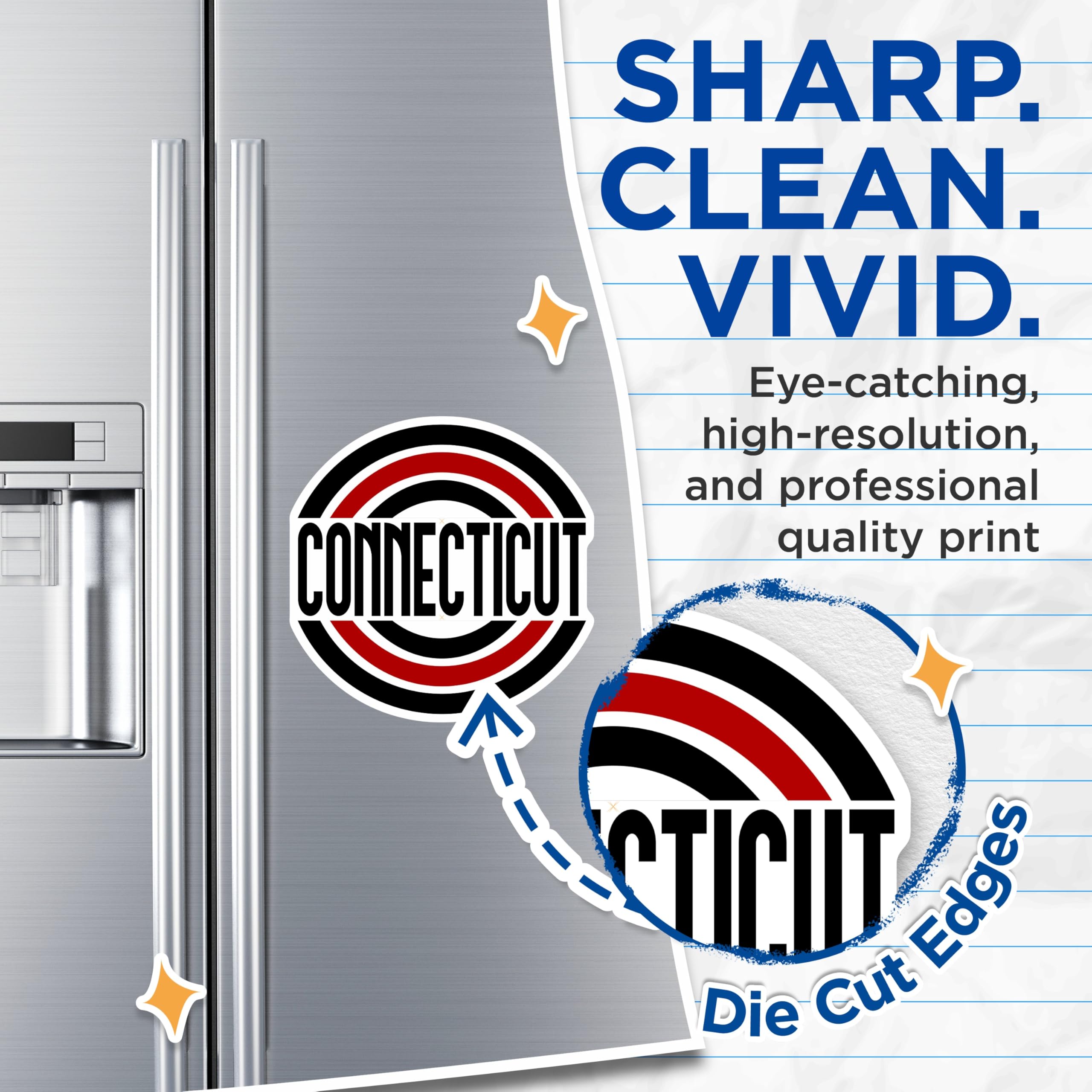 (2 Pack) Connecticut State Magnets - New England Souvenir Memorabilia - Home Kitchen Refrigerator Locker Decor Collectible - 5 Inches On Longest Side - Thick Durable Magnet - Made in USA - MAG19233