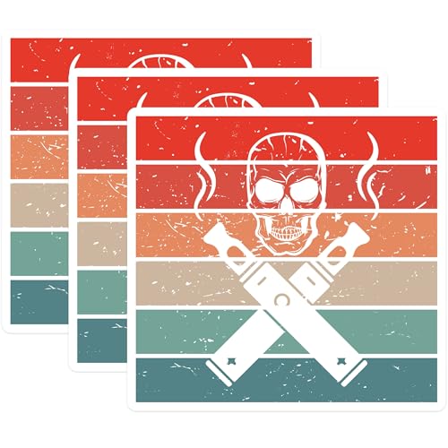 (3 Pack) Vaping Skull Decals - Vape Life - Retro Vaping Decals - 3 Inches On Longest Side - Easy Peel & Apply - Made in USA - 3MCS4306