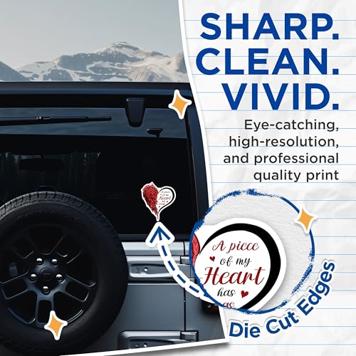 (2 Pack) Heart Wings Stickers - Memorial Decal - Inspirational Quote Stickers - 5" On Longest Side - Sticks to Smooth Flat Surfaces - Made in USA - BMCS6124