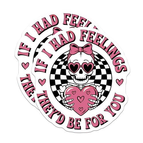 (2 Pack) Funny Skull Stickers - Romantic Love Stickers - Valentine Heart Stickers - 5" On Longest Side - Sticks to Any Smooth Flat Surface - Made in USA - BMCS3462