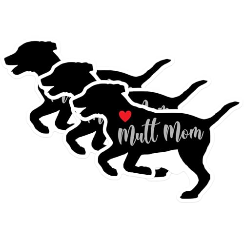 (3 Pack) Mutt Mom Decals - Dog Lover Stickers - Laptop Decals - 3 Inches On Longest Side - Easy Peel & Apply - Made in USA - 3MCS1369