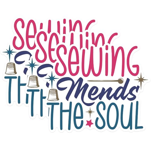 (3 Pack) Sewing Mends Soul Decals - Laptop Sticker - Crafter Decor - 3 Inches On Longest Side - Easy Peel & Apply - Made in USA - 3MCS1390