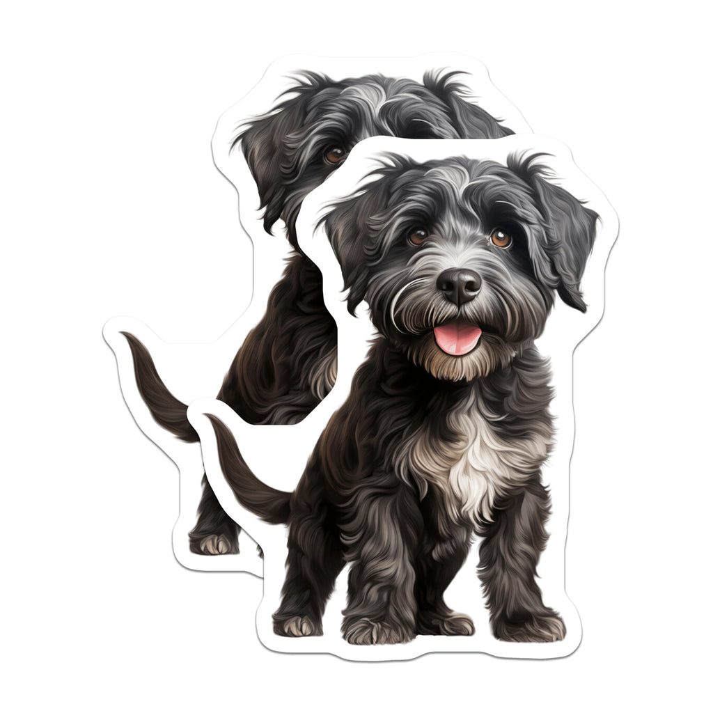 (2 Pack) Cute Fluffy Dog Magnets - Adorable Puppy Pet Portrait Magnets - Black White Animal Lover Fridge Decor for Dog Owners - 5 Inches On Longest Side - Thick Durable Magnet - Made in USA - MAG29728