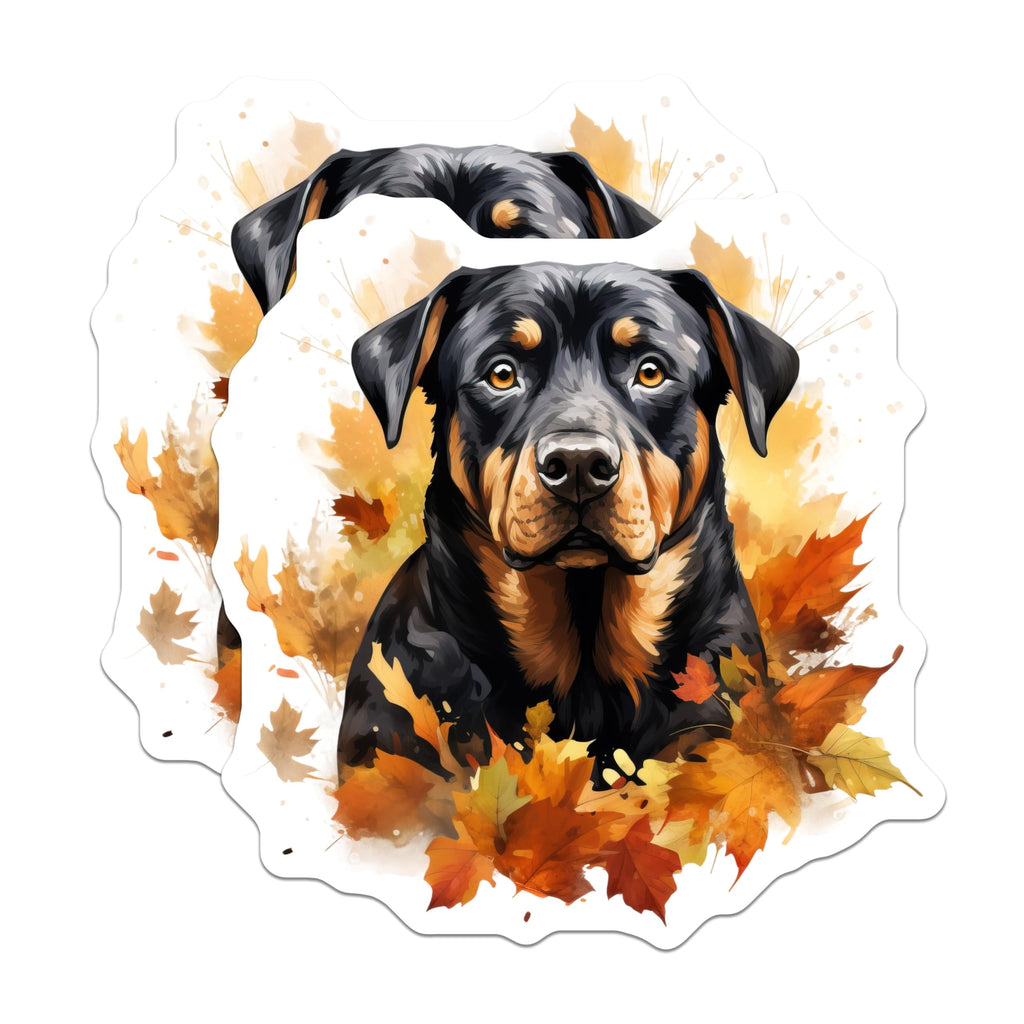 (2 Pack) Rottweiler Magnets - Autumn Dog Decor - Pet Owner Refrigerator Art - 5 Inches On Longest Side - Thick Durable Magnet - Made in USA - MAG25467