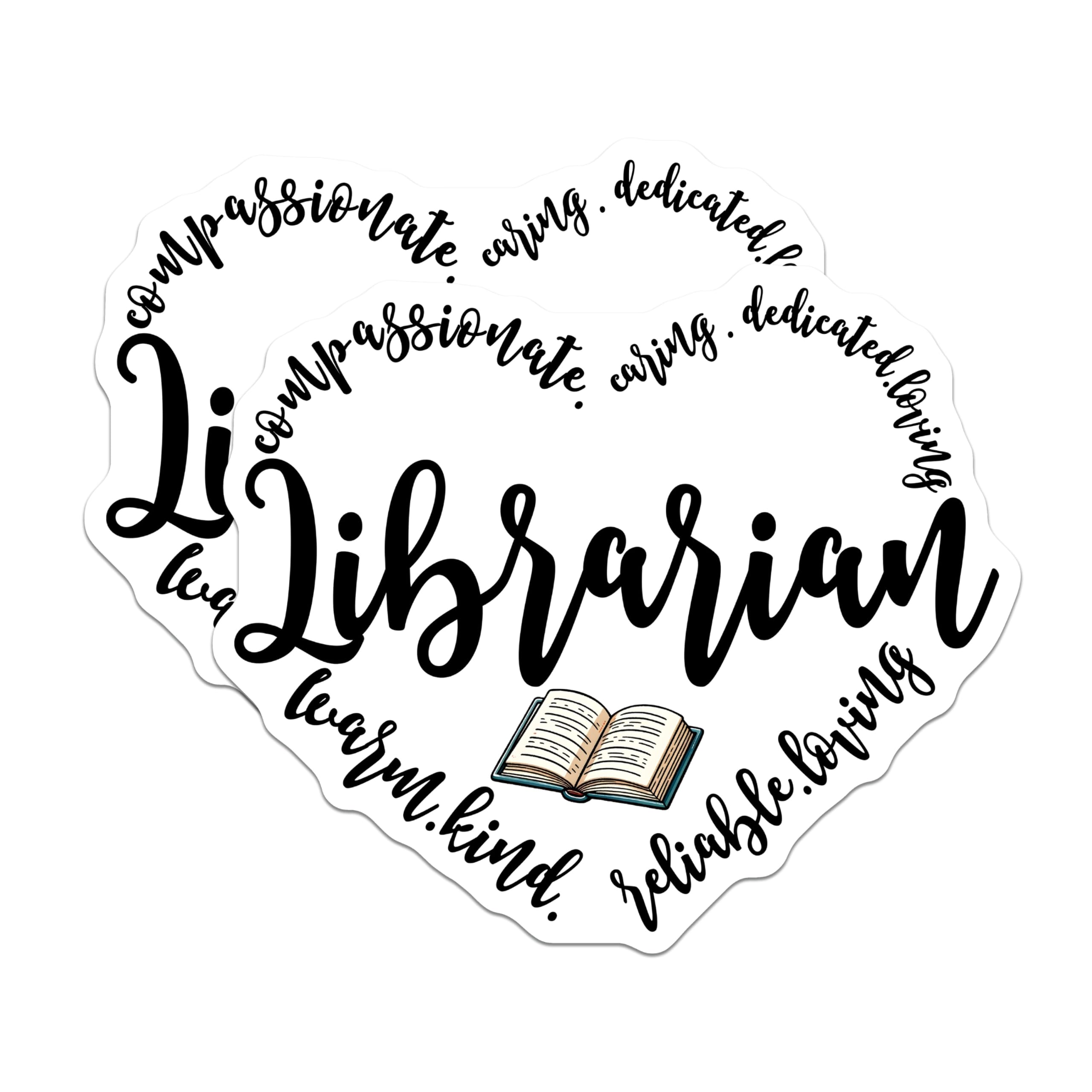 (2 Pack) Librarian Magnets - Heart Librarian Decor - Librarian Appreciation - 5" On Longest Side - Premium Magnet - for Cars, Refrigerators, Toolboxes, Lockers - Made in USA - MAG15374