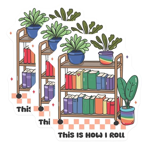 (3 Pack) Book Cart Decals - Plant Lover Stickers - This is How I Roll- 3 Inches On Longest Side - Easy Peel & Apply - Made in USA - 3MCS5913