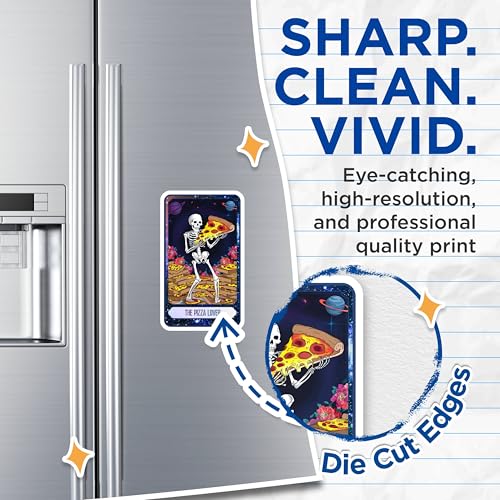 (2 Pack) Funny Skeleton Magnet - Food Lover - Quirky Kitchen Decor - Fun Pizza Art - 5" On Longest Side - Sticks to Smooth Flat Surfaces - Made in USA - MAG10031