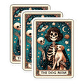 (3 Pack) Dog Mom Skeleton Decals - Cute Dog Lover - Tarot Card Decal - 3 Inches On Longest Side - Easy Peel & Apply - Made in USA - 3MCS4156