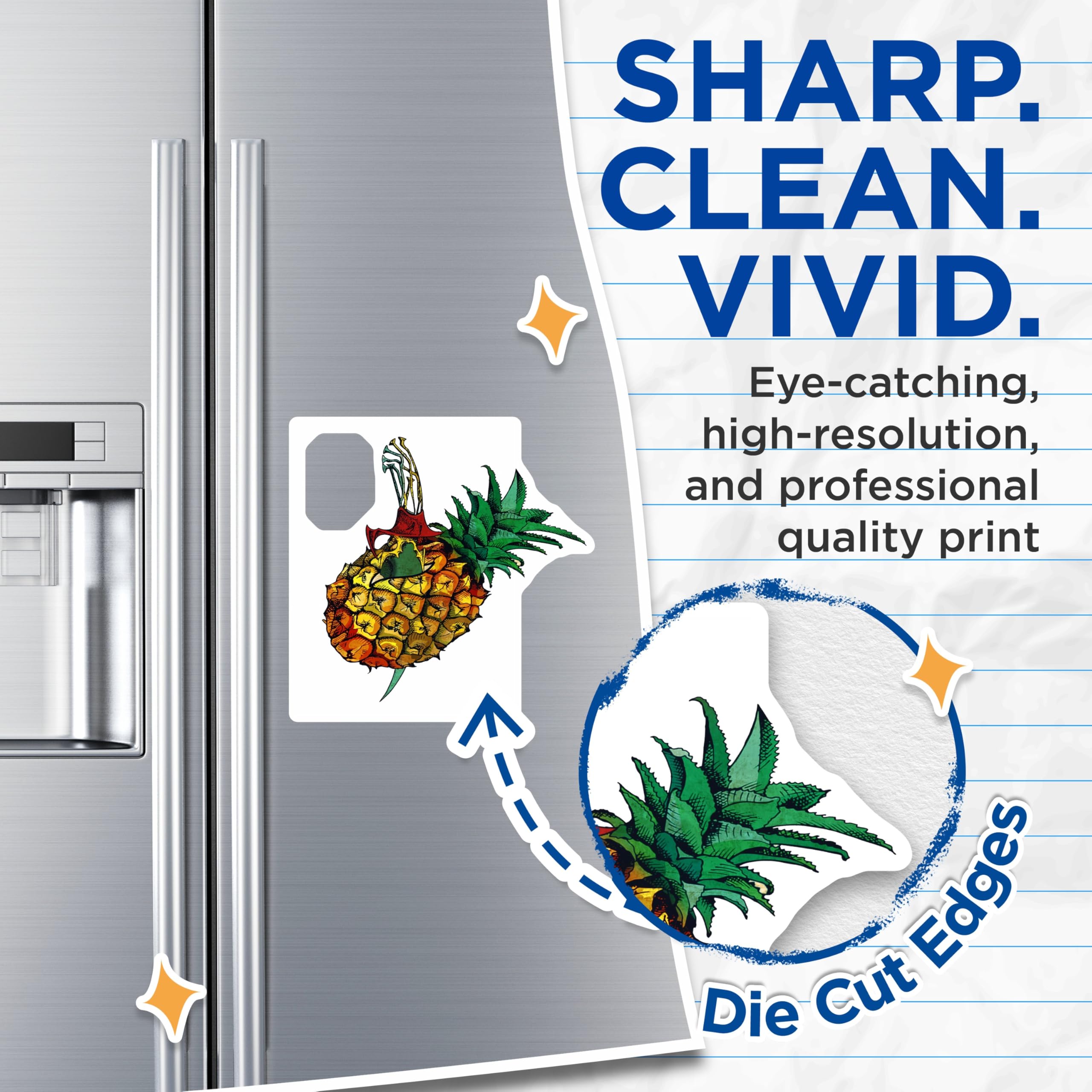 (2 Pack) Pineapple Sword Magnets - Whimsical Decor - Tropical Fruit Art - 5" On Longest Side - Premium Magnet - for Cars, Refrigerators, Toolboxes, Lockers - Made in USA - MAG16742