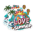 (2 Pack) Love Summer Stickers - Beach Vibes Stickers - Tropical Fun Stickers for Travel Accessories - 5" On Longest Side - Sticks to Smooth Flat Surfaces - Made in USA - BMCS4322
