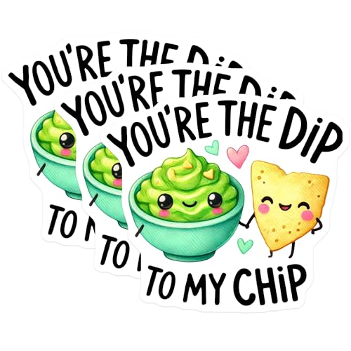 (3 Pack) Funny Food Decals - Dip and Chip - Cute Laptop Decal - 3 Inches On Longest Side - Easy Peel & Apply - Made in USA - 3MCS2220
