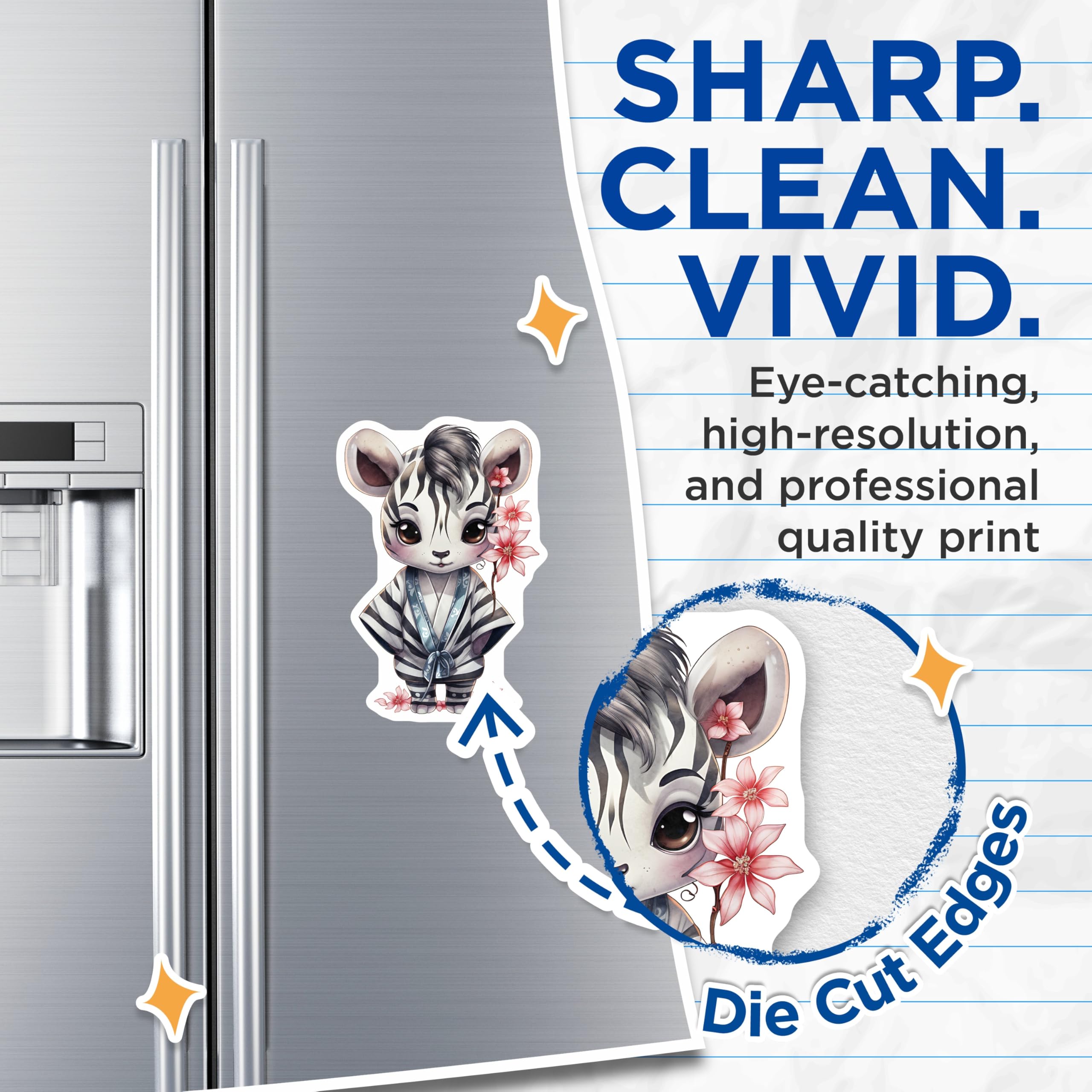 (2 Pack) Zebra Magnets - Cute Animal Refrigerator - Floral Cartoon Striped Beast Magnet - 5" On Longest Side - Premium Magnet - for Cars, Refrigerators, Toolboxes, Lockers - Made in USA - MAG16592