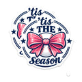 (2 Pack) Christmas Baseball Magnets - Tis The Season Sports Decor - Pink Bow Holiday Ball Magnets - 5 Inches On Longest Side - Thick Durable Magnet - Made in USA - MAG21859