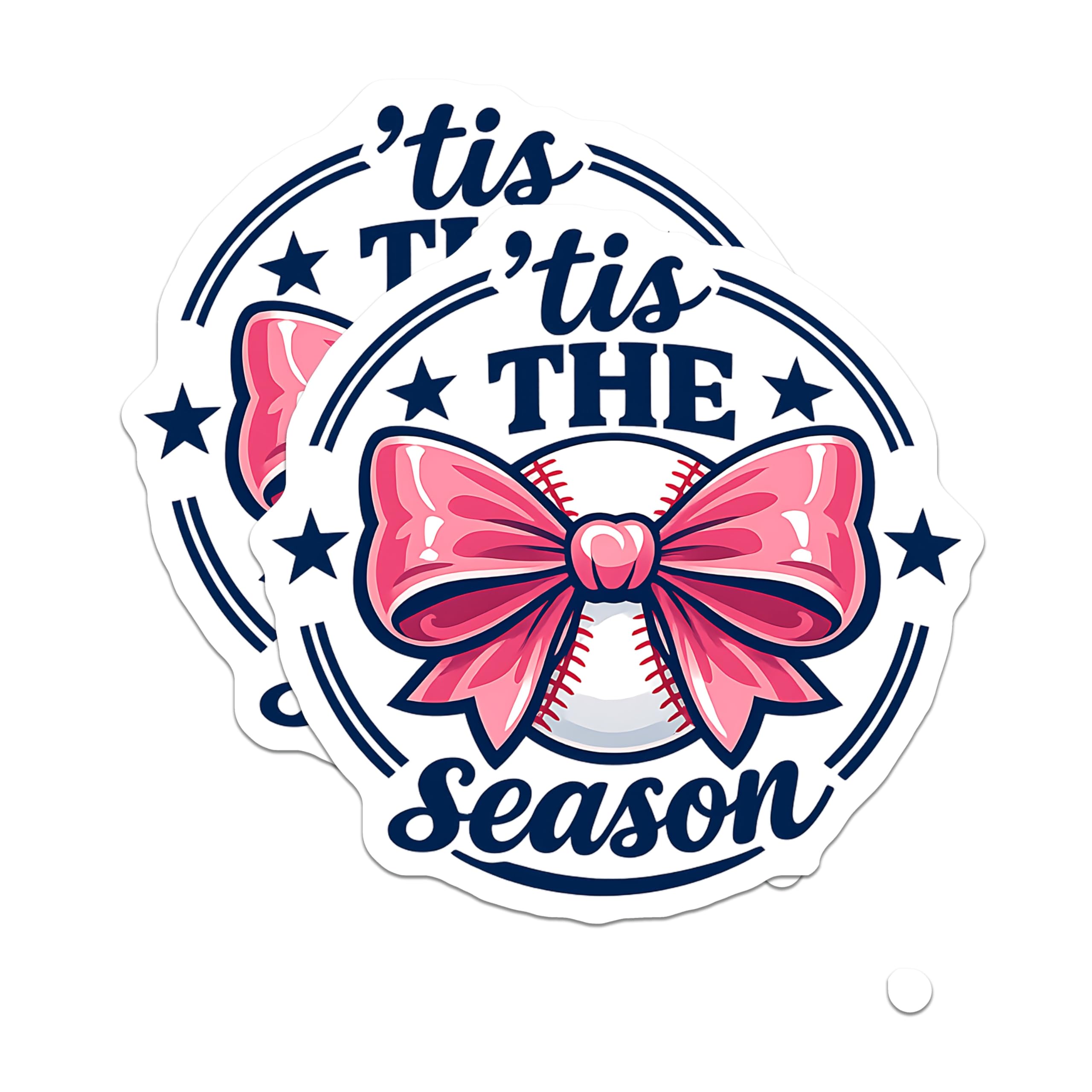 (2 Pack) Christmas Baseball Magnets - Tis The Season Sports Decor - Pink Bow Holiday Ball Magnets - 5 Inches On Longest Side - Thick Durable Magnet - Made in USA - MAG21859