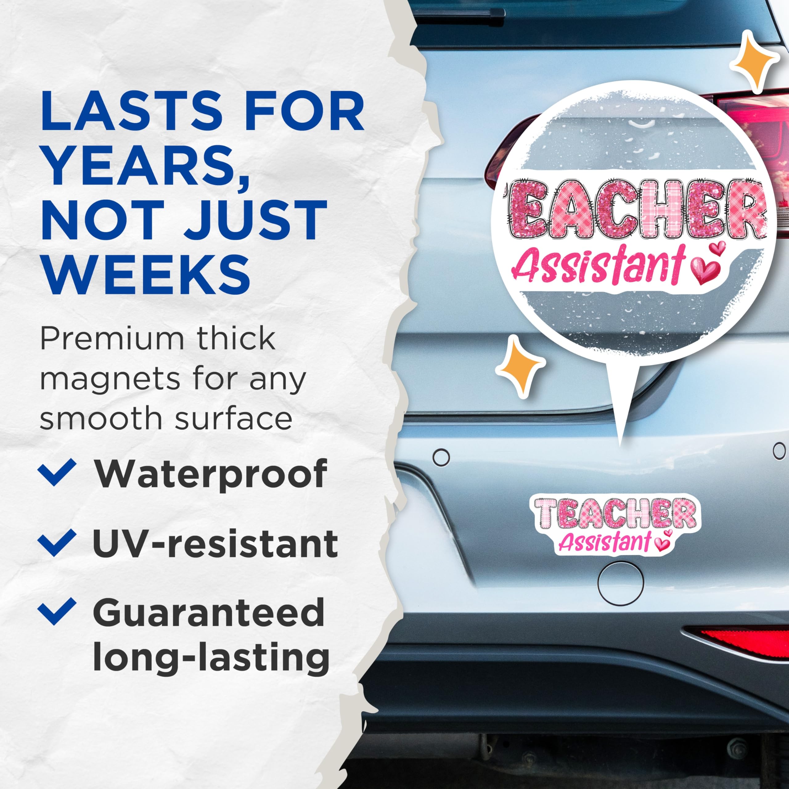 (2 Pack) Teacher Assistant Magnets - Appreciation - School Decor - 5" On Longest Side - Premium Magnet - for Cars, Refrigerators, Toolboxes, Lockers - Made in USA - MAG16581