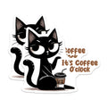 (2 Pack) Cat Coffee Magnets - Black Cat Magnet - Coffee Oclock Fridge Magnets - 5" On Longest Side - Premium Magnet - for Cars, Refrigerators, Toolboxes, Lockers - Made in USA - MAG16486