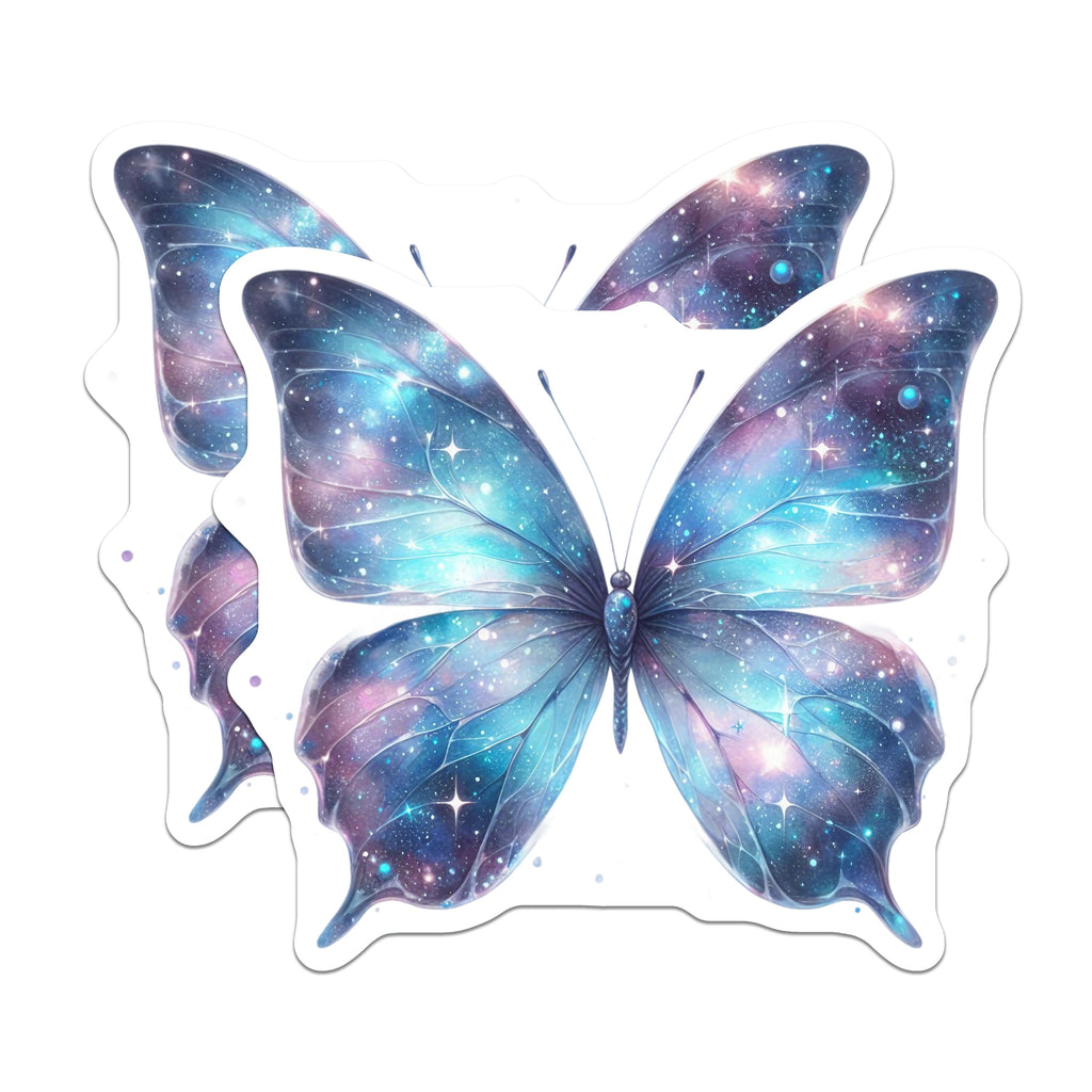 (2 Pack) Galaxy Butterfly Magnets - Celestial Starry Wings - Whimsical Fridge Decor - 5 Inches On Longest Side - Thick Durable Magnet - Made in USA - MAG37951