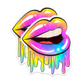 (2 Pack) Vibrant Tie Dye Lips Magnets - Dripping Psychedelic Mouth Art - Colorful Rainbow Aesthetic Decor - 5 Inches On Longest Side - Thick Durable Magnet - Made in USA - MAG22500