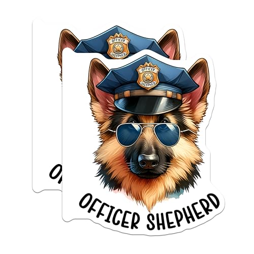 (2 Pack) Officer Shepherd Stickers - Dog Head Stickers - Police Dog Stickers - 5" On Longest Side - Sticks to Smooth Flat Surfaces - Made in USA - BMCS3658